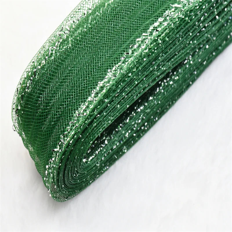 crinoline horsehair with in silver thread braid Mesh Fabric Soft Polyester Wedding Dress skirt making crafts