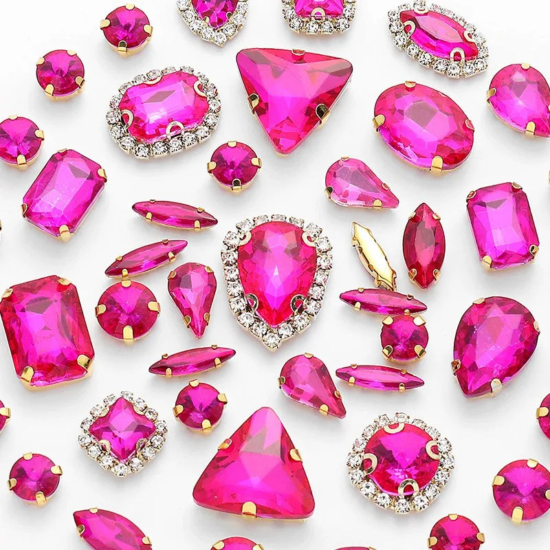 New gold claw 50pcs mixed Glitter Rhinestone Sew on Claw Buckle Crystal DIY Craft Wedding Accessories