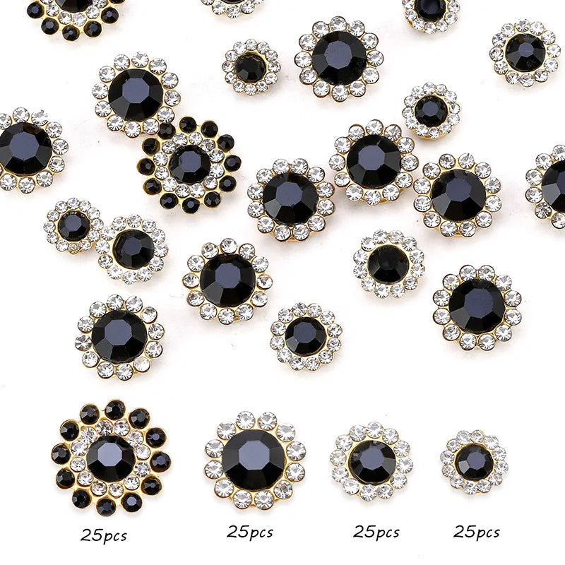 100pcs mixed size Sew-On Rhinestones Glitter for DIY Crafts Clothing Decoration Sparkling Bling round Shape Stones