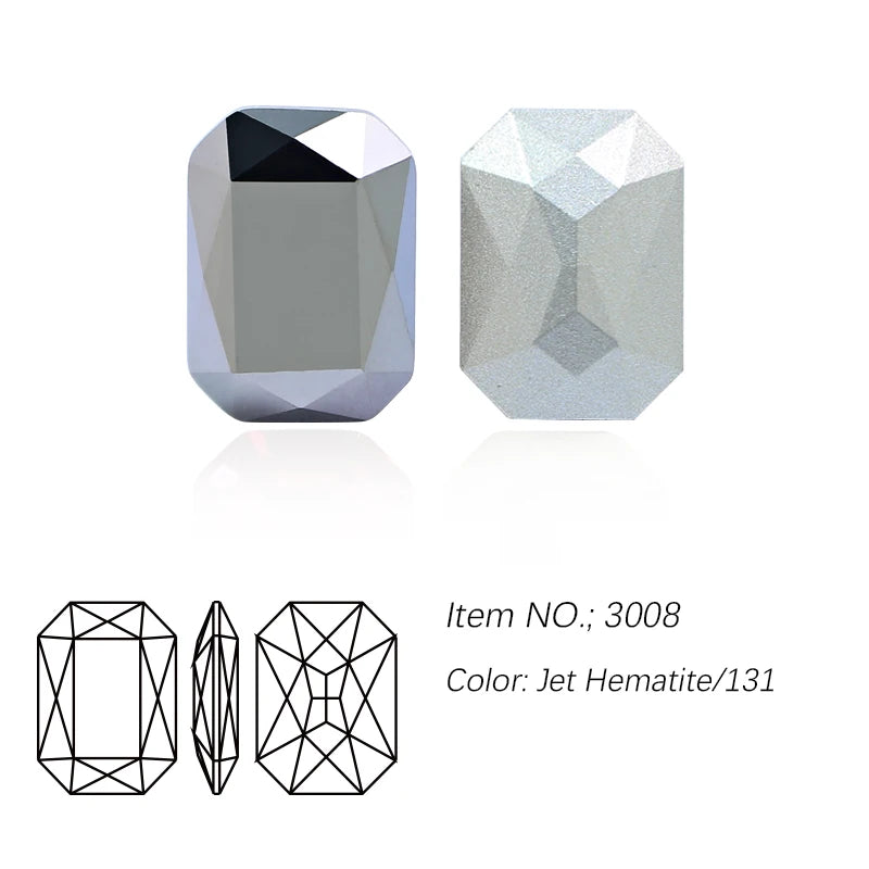 K9 Glass Rectangle Octagon Strass Diamond for Clothes, Nail Art, Rhinestone 3D Pointback, Fancy Stone Gems, Bling Crystal, DIY