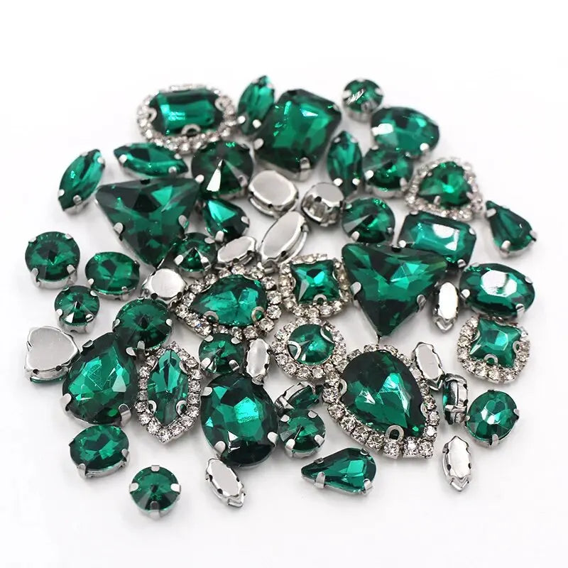 New 50pcs Glitter Rhinestone Sew on Claw Buckle Crystal DIY Craft Wedding Accessories white k claw