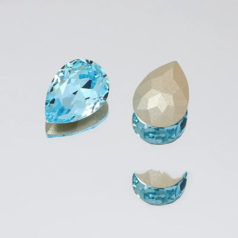 K9 30x40mm teardrop Glass Rhinestones High Quality Pointback Loose Glass Crystal Glue on Garment Crafts