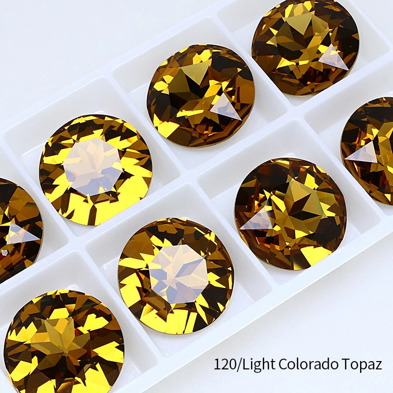 Round Crystal Glass Rhinestones, 3D Glitter Stones, DIY Diamonds for Jewelry Clothing, Garment Beads Decoration