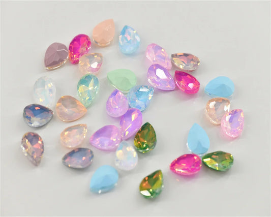 48pcs mixed Jelly mocha rhinestones  teardrop crystal stones to make crafts jewels Decoration  needlework 10x14mm