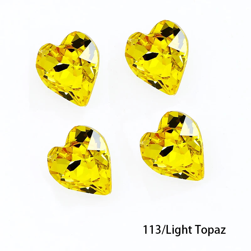Crystal  Fancy Stone Pointed Back Rhinestones Heart Shape Glue On Crystal Beads K9 Glass Loose Diamond For Jewelry Making DIY