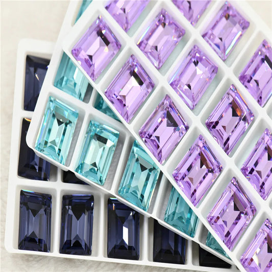 k9 Rectangle Rhinestones 10*14 violet bluecrafts super Glitter For Clothes DIY Sewing Beads For Jewelry 13X18MM 10X14MM
