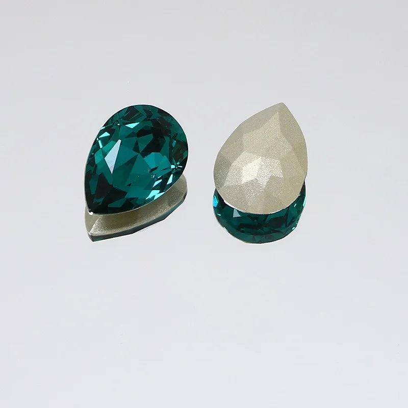 K9 30x40mm teardrop Glass Rhinestones High Quality Pointback Loose Glass Crystal Glue on Garment Crafts