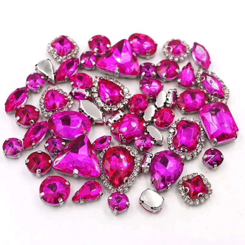 New 50pcs Glitter Rhinestone Sew on Claw Buckle Crystal DIY Craft Wedding Accessories white k claw