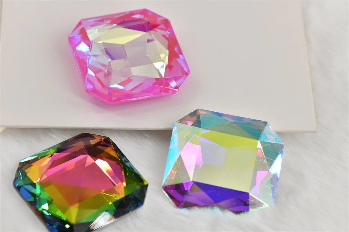 2pcs 45mm large stones Crystal  square Glass  big size Rhinestones Jewels Making  fancy stones for diy