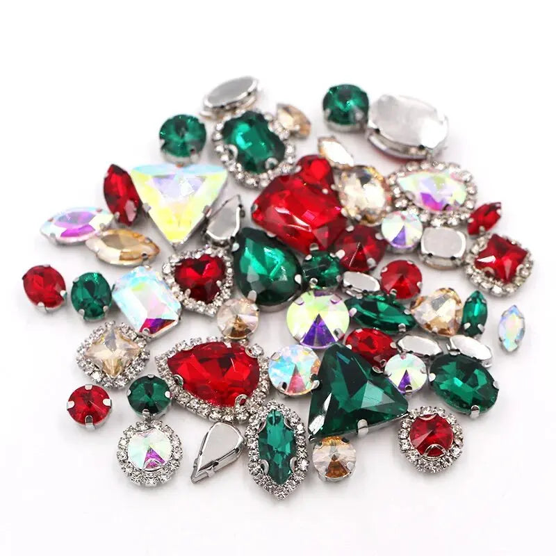 New 50pcs Glitter Rhinestone Sew on Claw Buckle Crystal DIY Craft Wedding Accessories white k claw