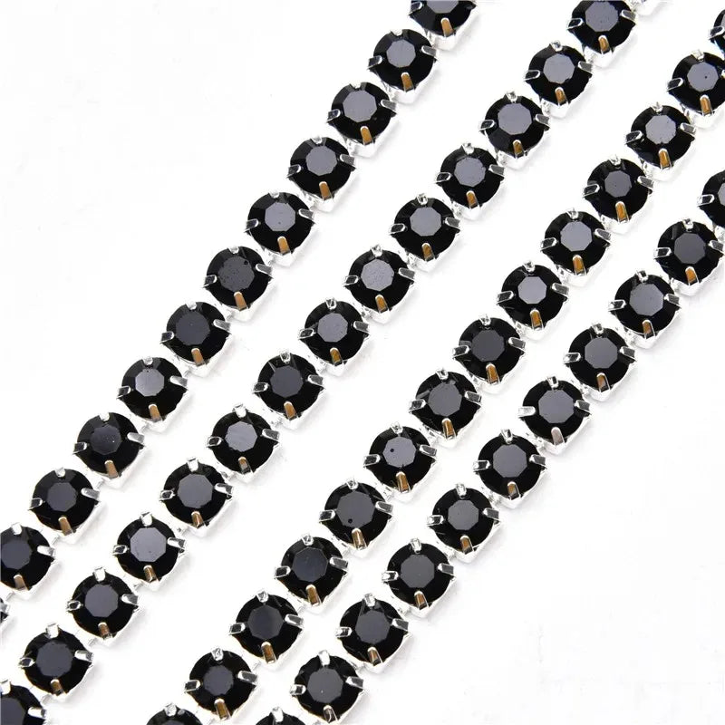 6mm SS28 5 Yards Crystal Rhinestone Chain  Silver Trim for Needlework Bridal Costume Sewing  Garment Crafts