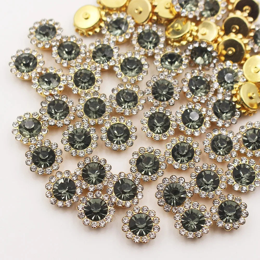 10mm 12mm  Sunflower Sewing Claw Rhinestones Crystals Glass Beads Buttons Stones Sew On Rhinestone for Clothes