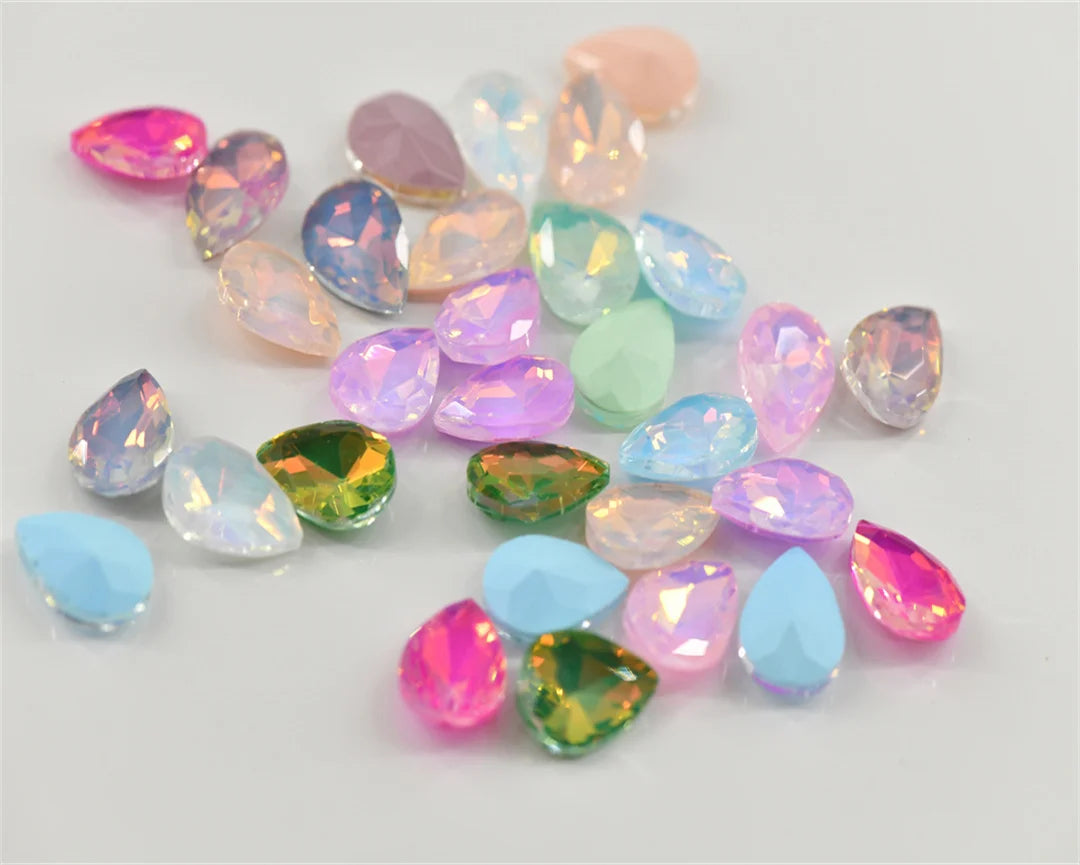 48pcs mixed Jelly mocha rhinestones  teardrop crystal stones to make crafts jewels Decoration  needlework 10x14mm