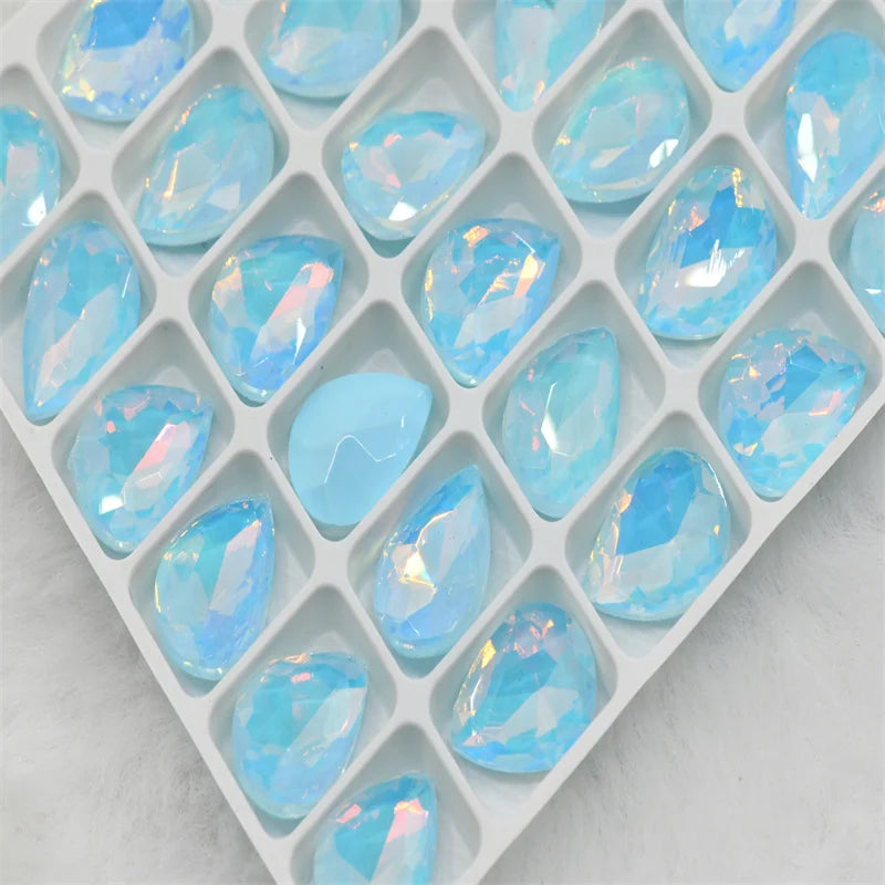 Bulk Glitter Rhinestone Crystal Glass Beads Pointback Teardrop Stones for Needlework Jewelry Crafting Supplies