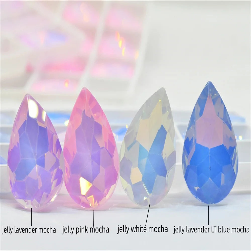 48pcs mixed Jelly mocha rhinestones  teardrop crystal stones to make crafts jewels Decoration  needlework 10x14mm