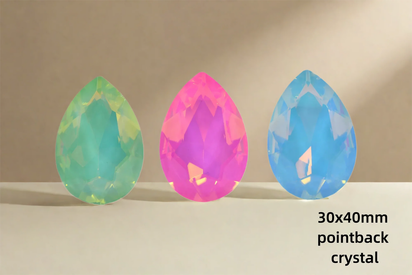 30x40mm  big stones Rhinestone crystal Glass beads Pointback teardrop  for needlework jewelery making