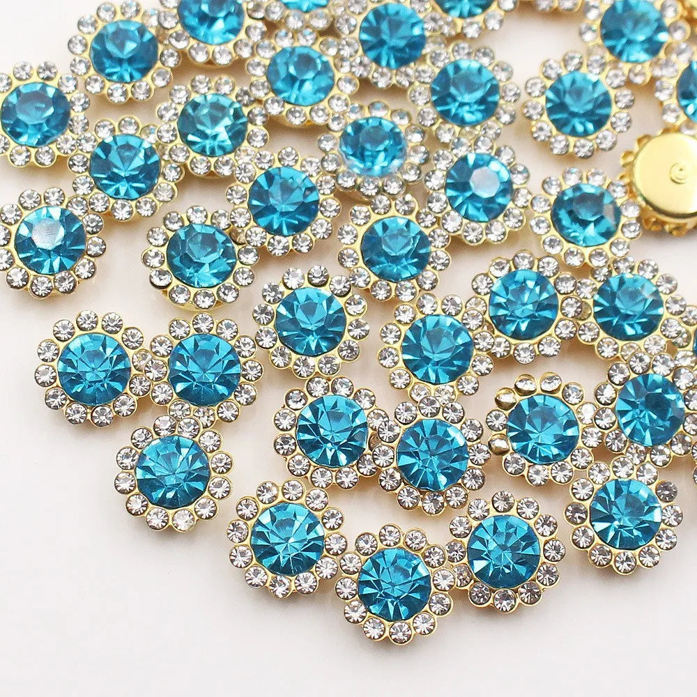 10mm 12mm  Sunflower Sewing Claw Rhinestones Crystals Glass Beads Buttons Stones Sew On Rhinestone for Clothes