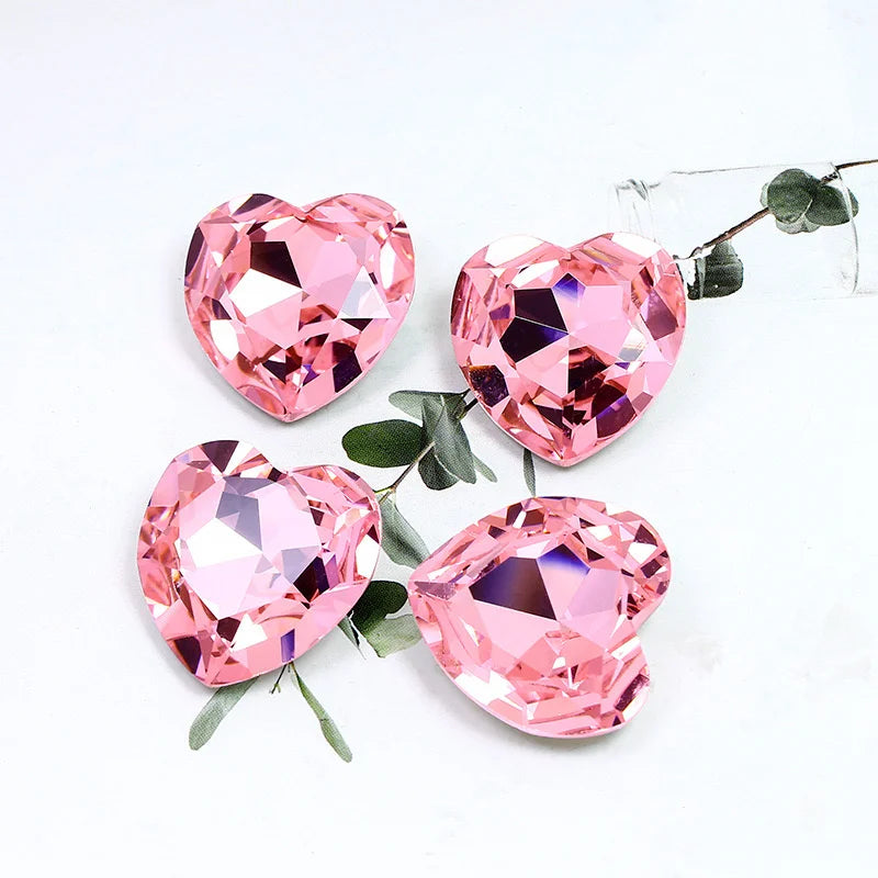 K9 Big Heart Glass Rhinestones 27mm/18mm Crystal Diamond Decoration Beads for Needlework