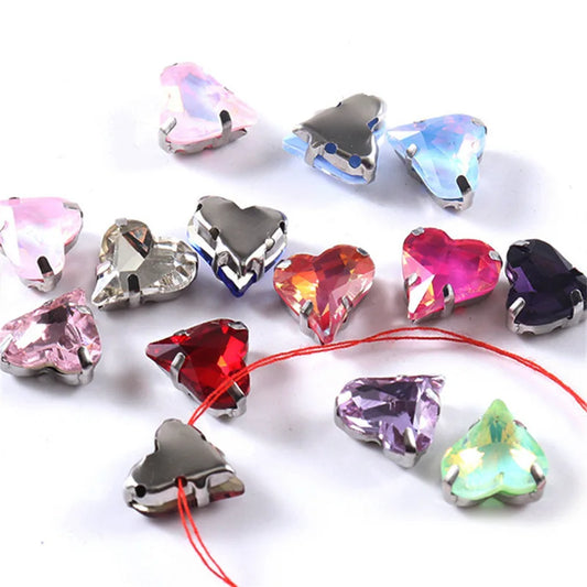 12x13mm heart shape rhinestone Applique Strass Diamond with claw Buttons Jewelry making Clothing sewing accessories hat crafts