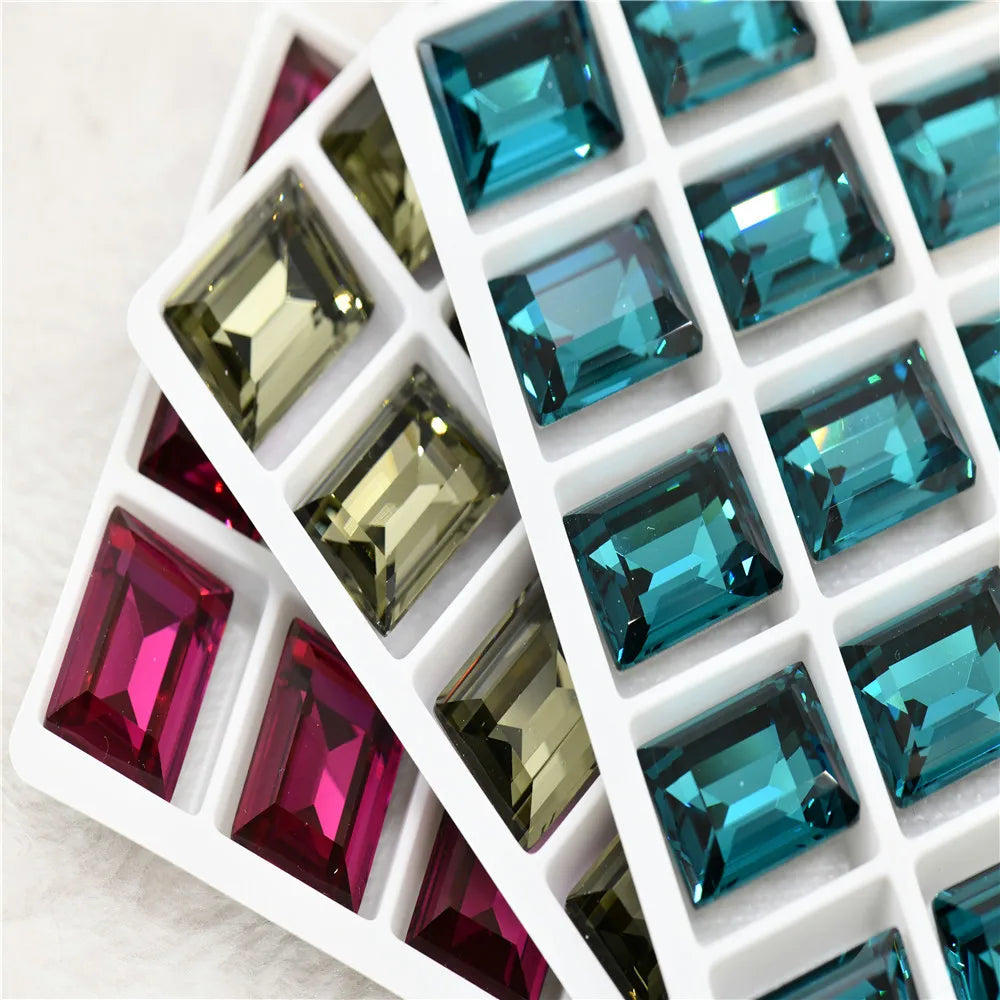 k9 Rectangle Rhinestones 10*14 violet bluecrafts super Glitter For Clothes DIY Sewing Beads For Jewelry 13X18MM 10X14MM
