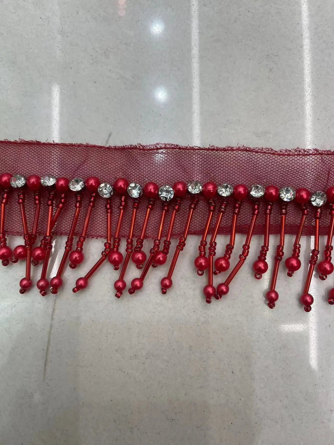 5.8yards 6cm high quality pearls Beaded Tassel Fringe for costumes dress crafts sew on DIY Accessories Home Textile Dance