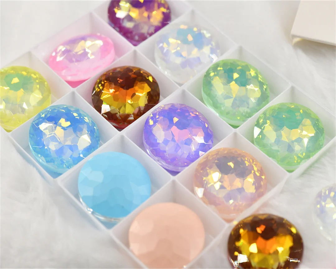 high quality 35mm Big rhinestones jelly Crystal  Round Glass stones  Jewels Making large beads for  wedding Decoration