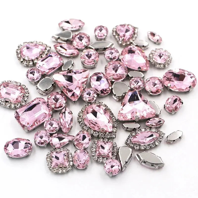 New 50pcs Glitter Rhinestone Sew on Claw Buckle Crystal DIY Craft Wedding Accessories white k claw