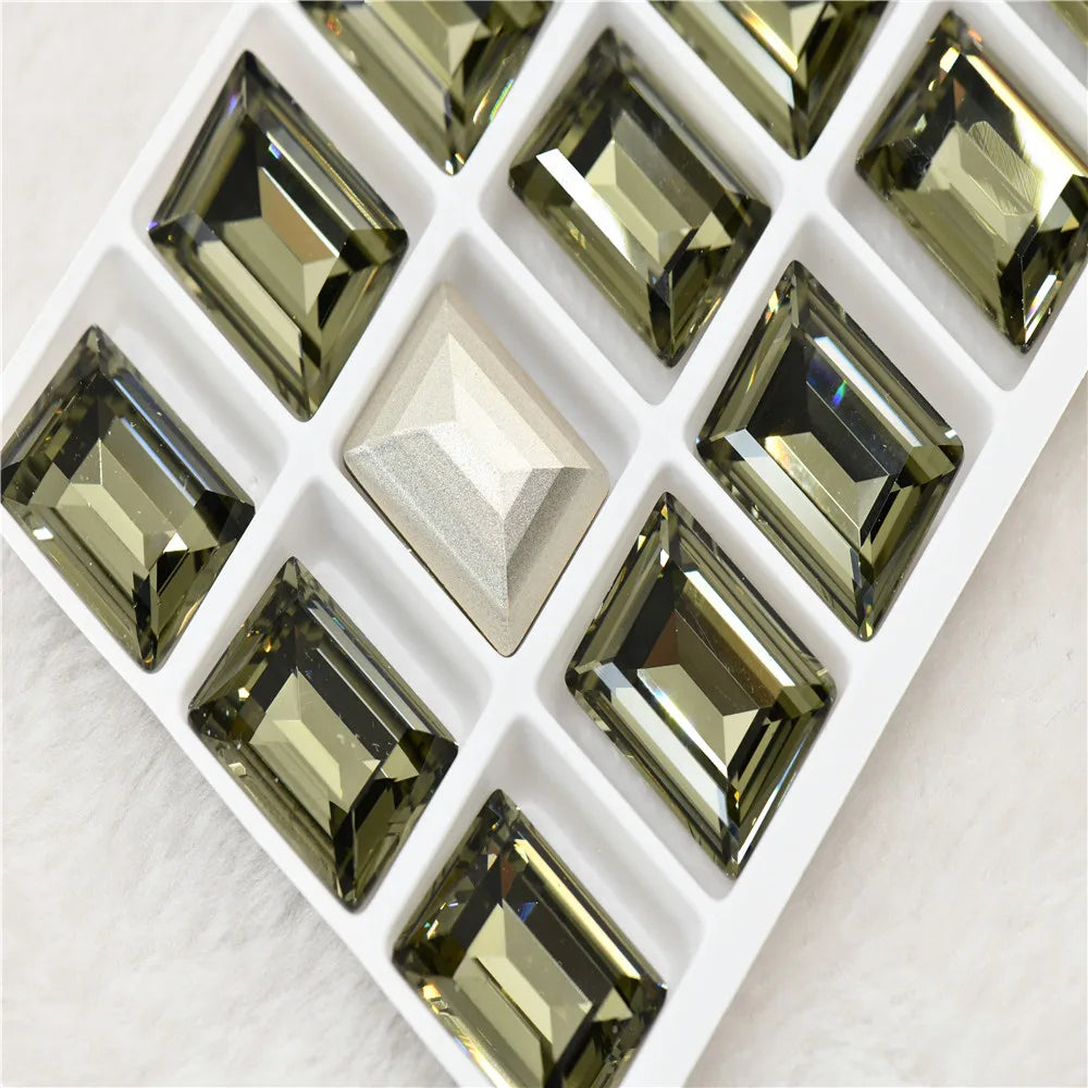 k9 Rectangle Rhinestones 10*14 violet bluecrafts super Glitter For Clothes DIY Sewing Beads For Jewelry 13X18MM 10X14MM