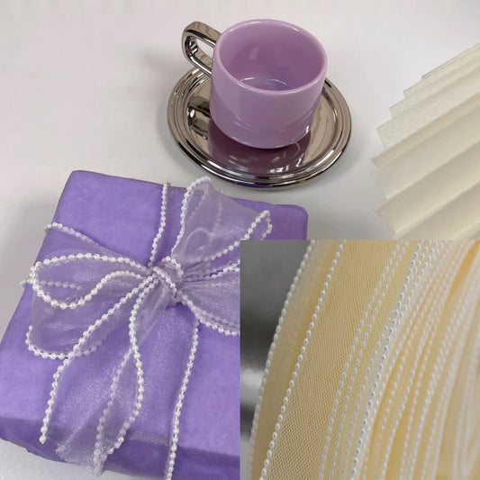 10yards  5cm  Crinoline Pearl Edge Silk Lace Ribbon Children's Hair Accessories Lolita Handmade Decorative Gift Box for Wedding