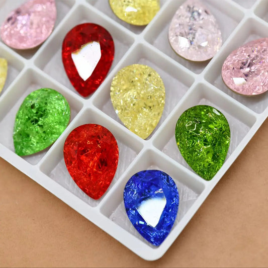 k9 Mixed color ICE Teardrop Pendant Glass Crystal Strass Pointback Rhinestones Beads For DIY Making Earing Necklaces 13x18mm