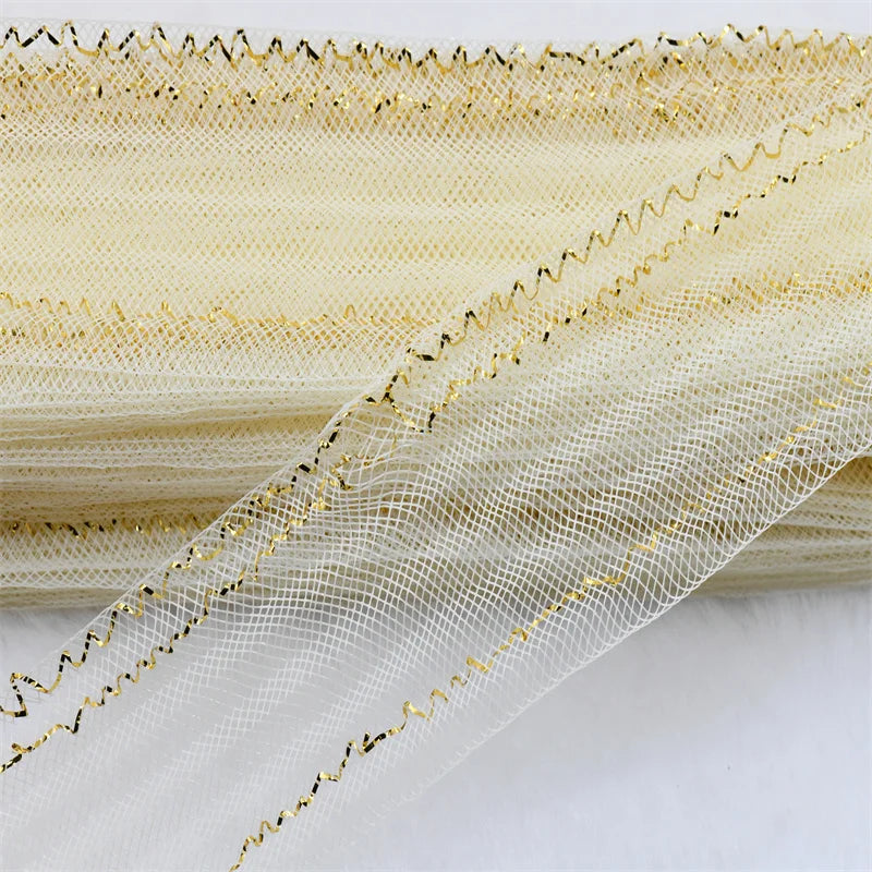 crinoline horsehair with in silver thread braid Mesh Fabric Soft Polyester Wedding Dress skirt making crafts
