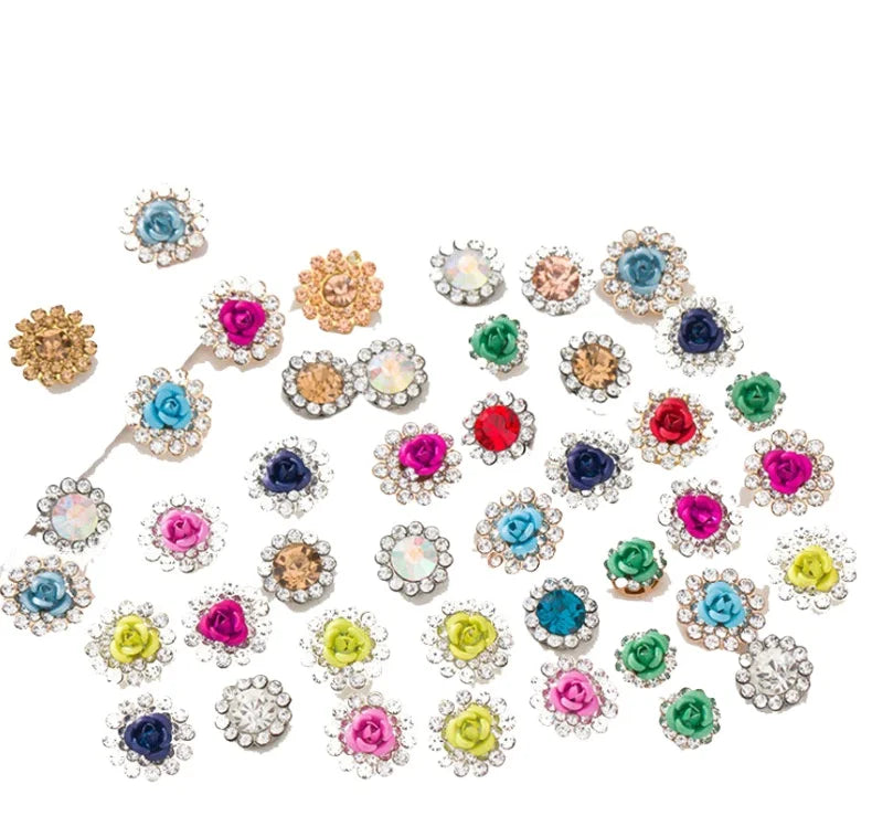 10mm 12mm  Sunflower Sewing Claw Rhinestones Crystals Glass Beads Buttons Stones Sew On Rhinestone for Clothes