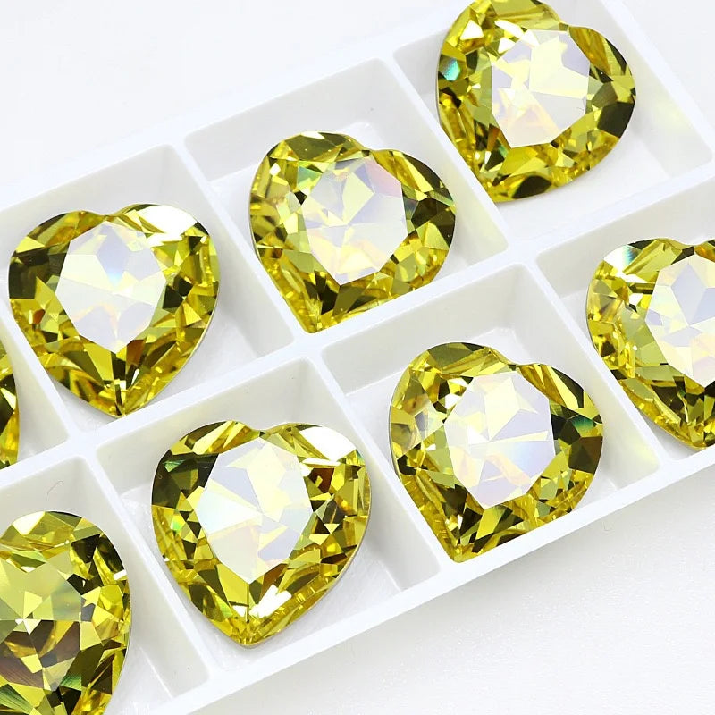 K9 Big Heart Glass Rhinestones 27mm/18mm Crystal Diamond Decoration Beads for Needlework