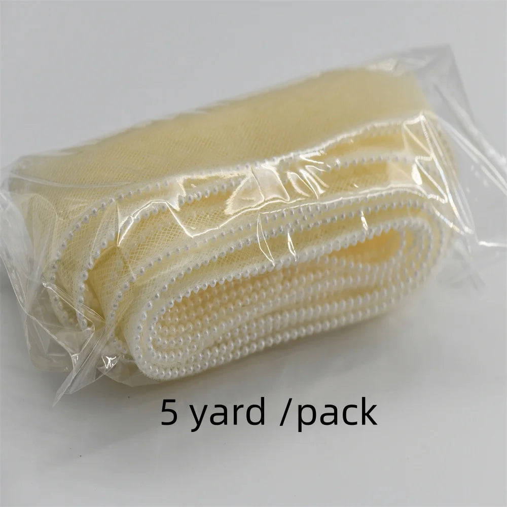 10yards  5cm  Crinoline Pearl Edge Silk Lace Ribbon Children's Hair Accessories Lolita Handmade Decorative Gift Box for Wedding