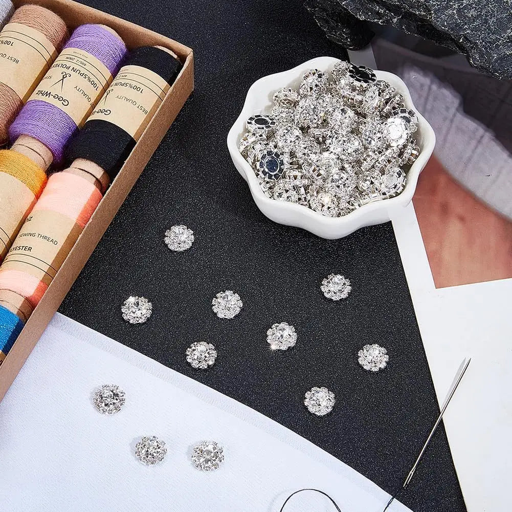 12mm 30pcs round snow glue on Glass Rhinestone Claw Crystal Buckle Diy Wedding Decoration Accessories