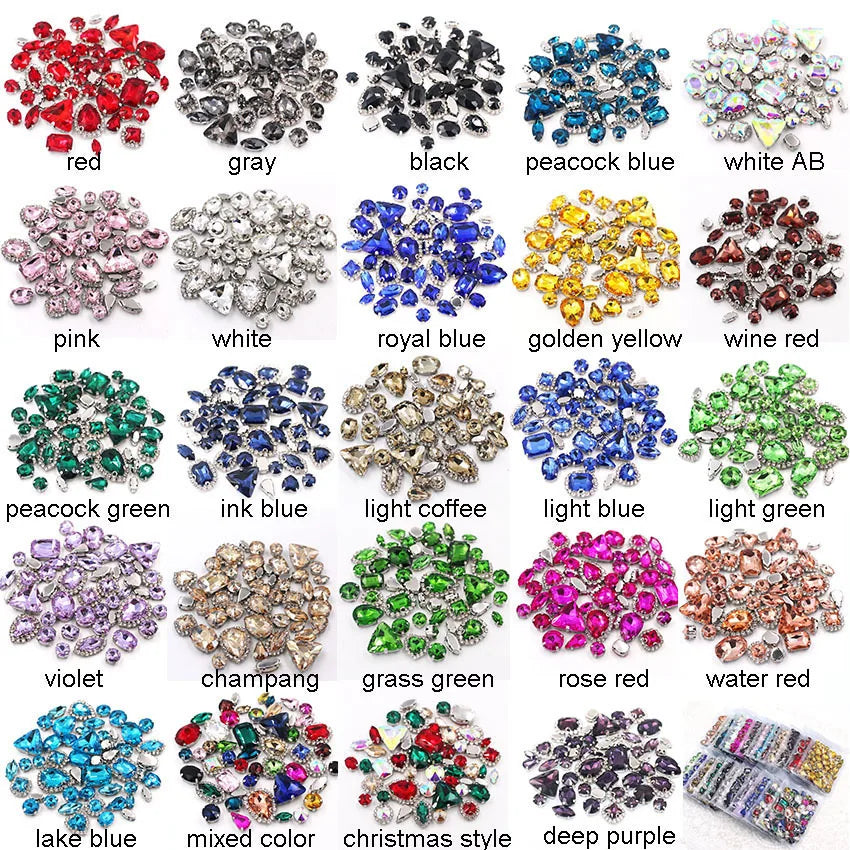 New 50pcs Glitter Rhinestone Sew on Claw Buckle Crystal DIY Craft Wedding Accessories white k claw