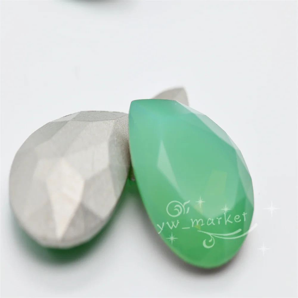 k9 Green Opal decorative crystals beads Rivoli teardrop oval Diy crafts jewels accessories