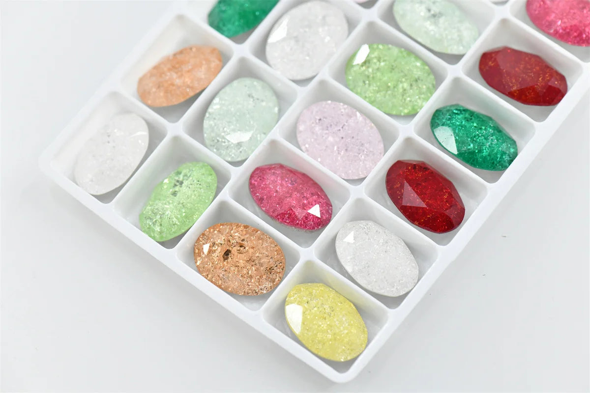 k9 Mixed color ICE Teardrop oval Glass Crystal Strass Pointback Rhinestones Beads For DIY Making Earing Necklaces 13x18mm