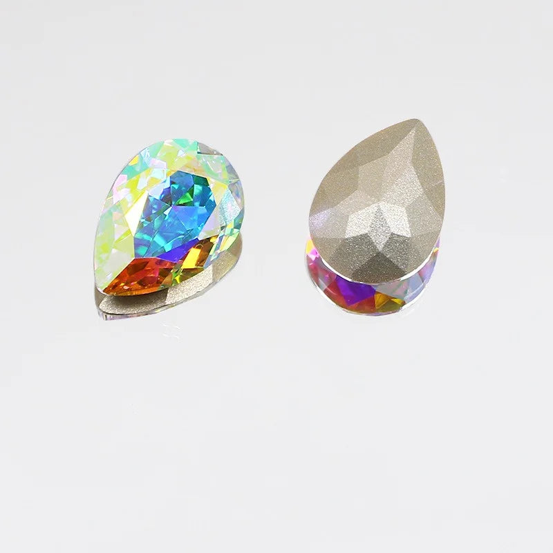 K9 30x40mm teardrop Glass Rhinestones High Quality Pointback Loose Glass Crystal Glue on Garment Crafts