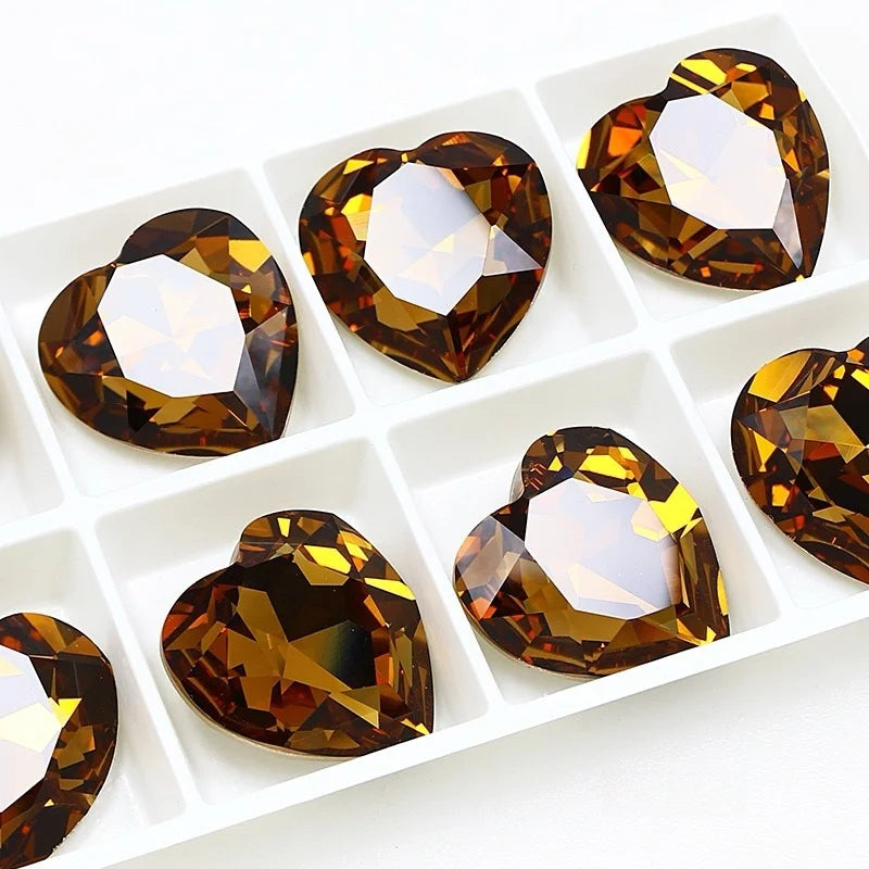 K9 Big Heart Glass Rhinestones 27mm/18mm Crystal Diamond Decoration Beads for Needlework