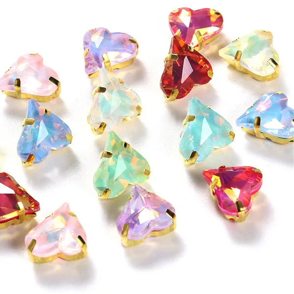 12x13mm heart shape rhinestone Applique Strass Diamond with claw Buttons Jewelry making Clothing sewing accessories hat crafts