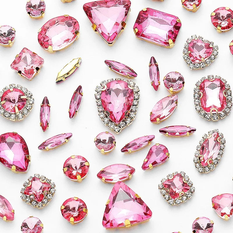 New gold claw 50pcs mixed Glitter Rhinestone Sew on Claw Buckle Crystal DIY Craft Wedding Accessories