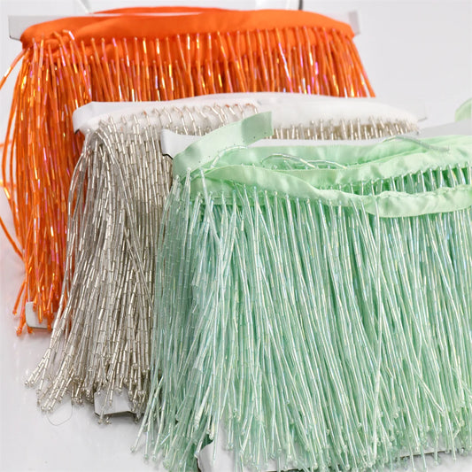 5 Yards 10cm Beaded Tassel Fringe Handmade Trimming for Costumes Dresses Crafts Sew on Decorative Edge