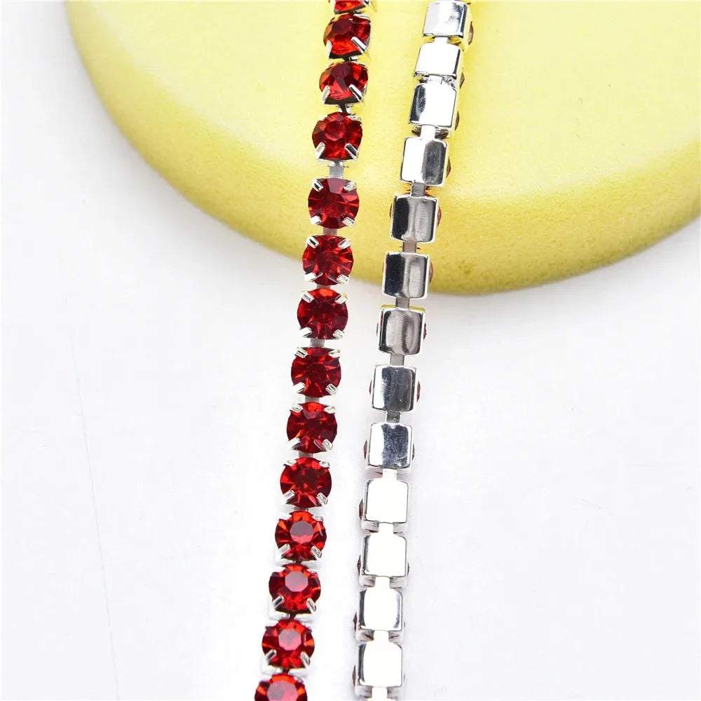 6mm SS28 5 Yards Crystal Rhinestone Chain  Silver Trim for Needlework Bridal Costume Sewing  Garment Crafts