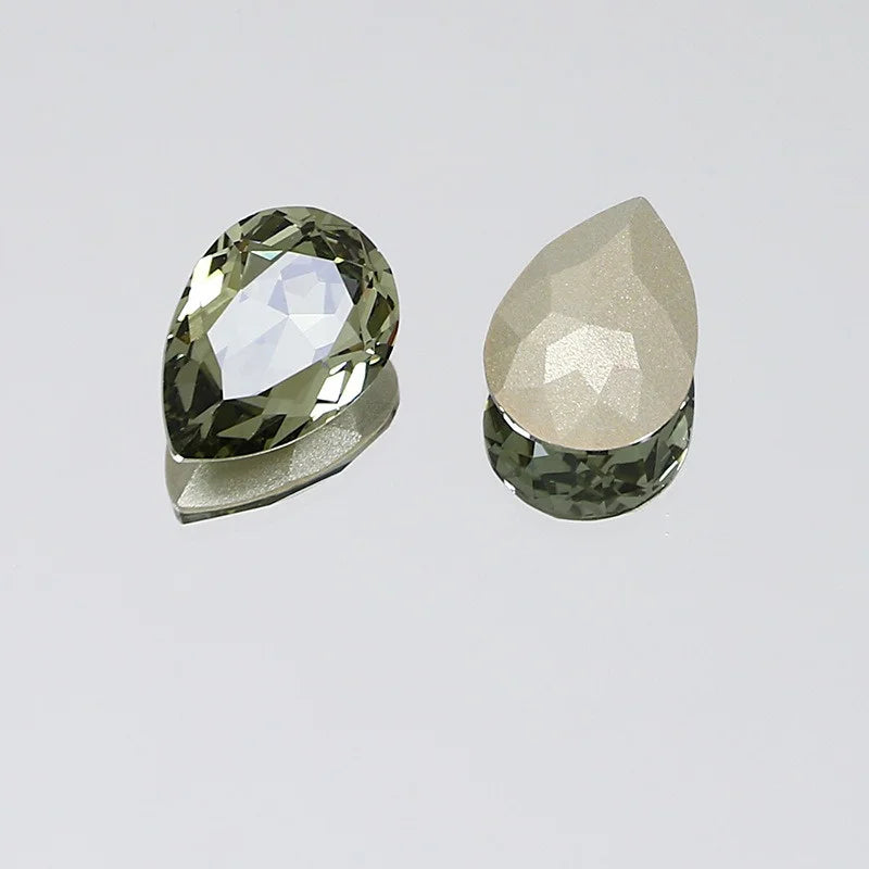K9 30x40mm teardrop Glass Rhinestones High Quality Pointback Loose Glass Crystal Glue on Garment Crafts