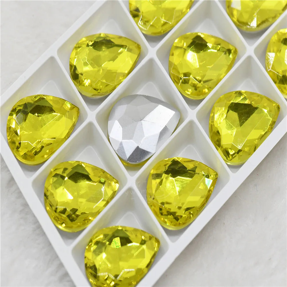 Bulk Glitter Rhinestone Crystal Glass Beads Pointback Teardrop Stones for Needlework Jewelry Crafting Supplies