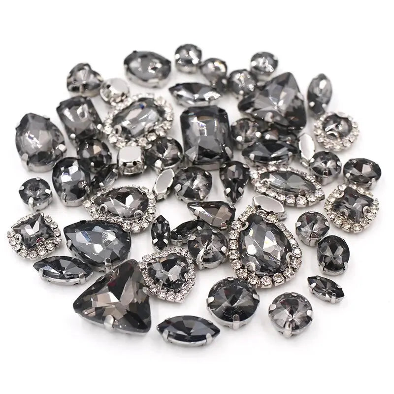 New 50pcs Glitter Rhinestone Sew on Claw Buckle Crystal DIY Craft Wedding Accessories white k claw