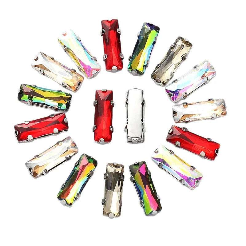 Baguette crystal stones wtth claw sew on  Fancy Stone  Glass Crystals rhinestones clothes Apparel Sewing Supplie accesorios