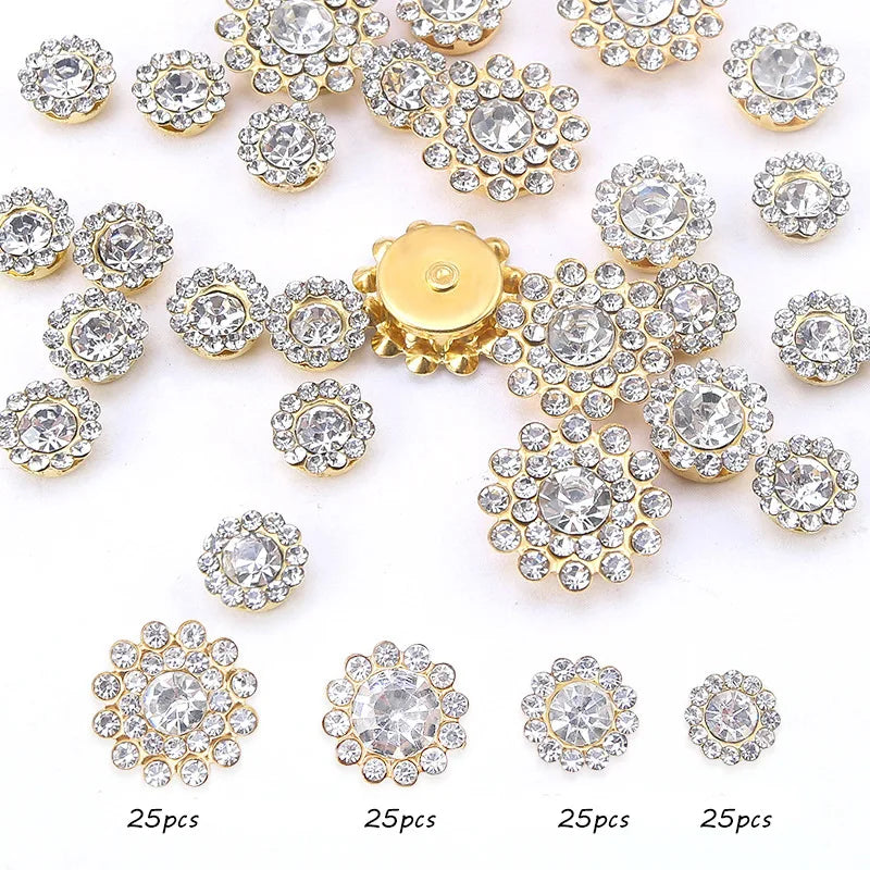 100pcs mixed size Sew-On Rhinestones Glitter for DIY Crafts Clothing Decoration Sparkling Bling round Shape Stones