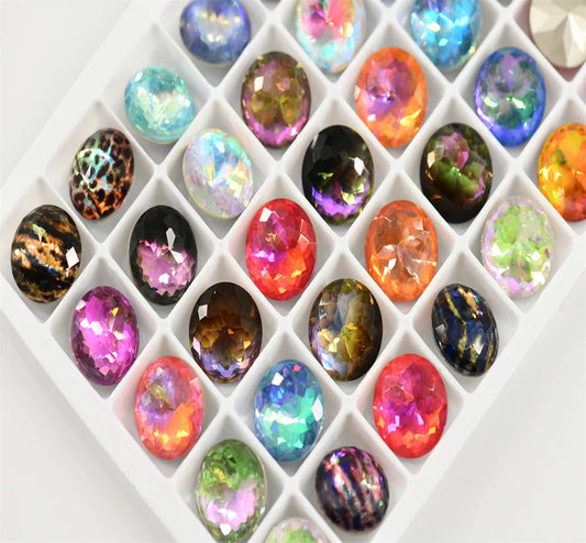 12mm mixed color Round K9 Rainbow Glass Stone Faceted Glass Jewels Accessories Point Back 45pcs
